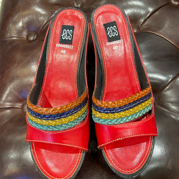 Red ECS Sandals 3 inches high heel size 40 - Picture 3 of 8